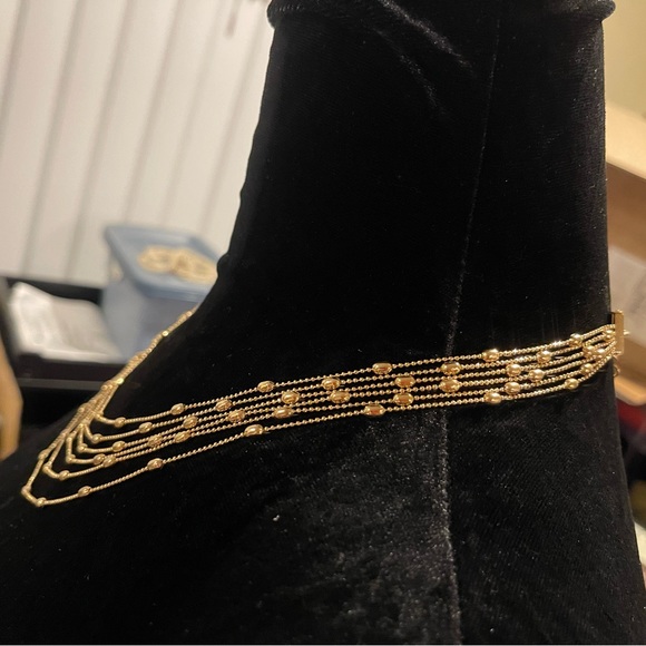 Liz Claiborne 6 Multi Strand Gold Station Necklace Adjustable! - Picture 4 of 6